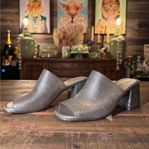 Jeffery Campbell Silver Glitter Mules Excellent condition